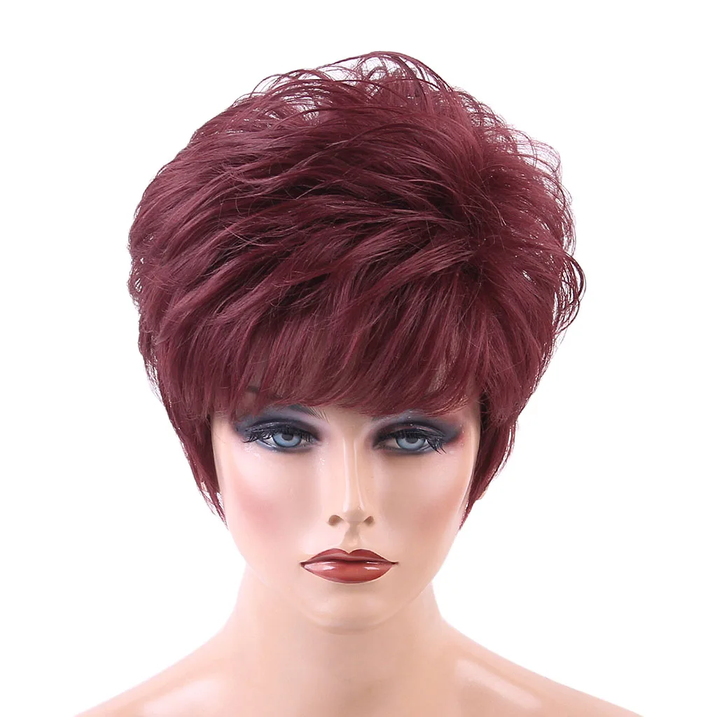 

8 дюймов Натуральные короткие прямые парики для женщин с челкой