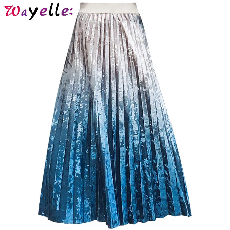 Юбка с эластичной резинкой на талии блестящая плиссированная юбка осенняя