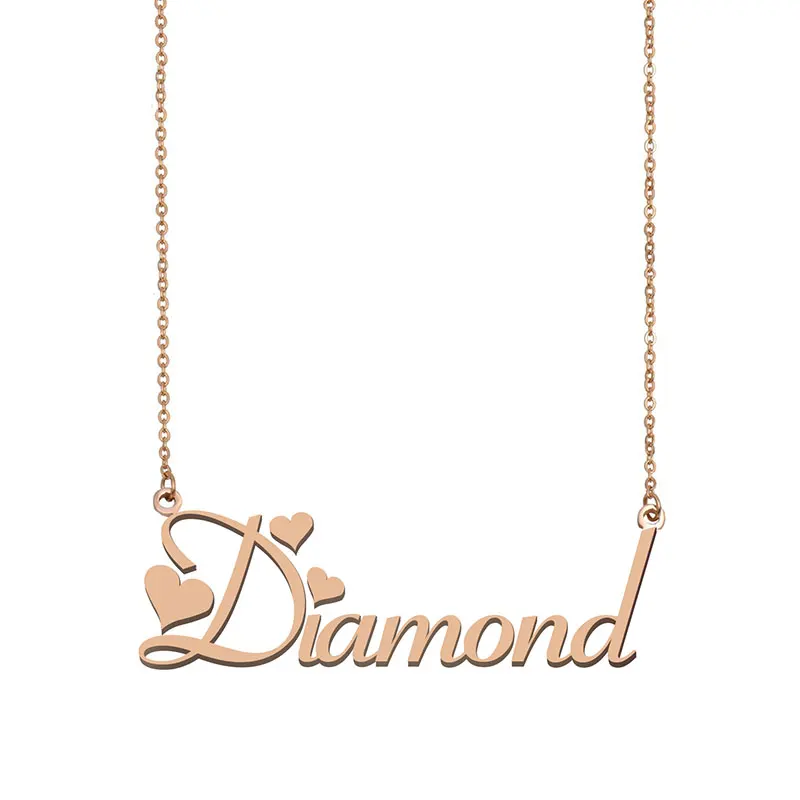 Diamond Name Necklace Custom Gold Nameplate Necklace for Women Girls Best Friends Birthday Wedding Christmas Mother Days Gift