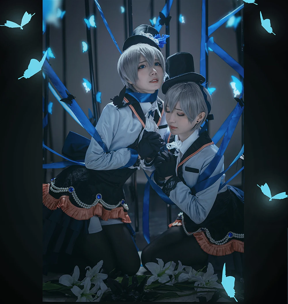 VEVEFHUANG Черный Дворецкий Ciel Phantomhive Косплей Костюм Близнецы Готическая Униформа платье костюмы на Хэллоуин для женщин Мужская одежда