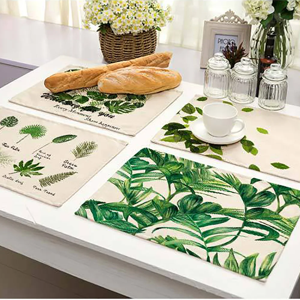 Коврик для стола Lychee 40*30 см льняная подстилка в виде листьев нескользящий коврик