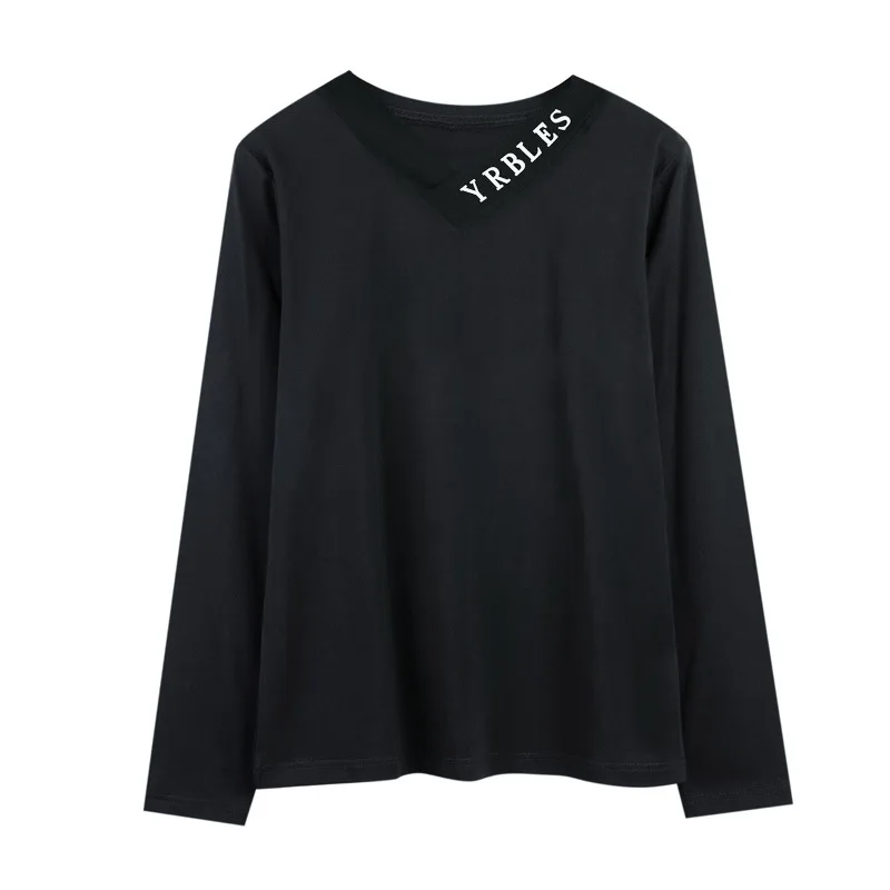 

JBB1236 2021 new spring and autumn base coat thin loose black long sleeve T-shirt