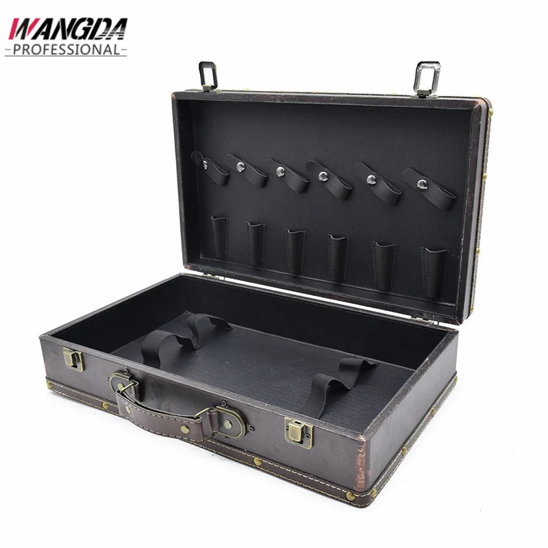 

Retro Wooden Portable Hairdresser Storage Travel Box Barber Scissors Comb Tool Box Makeup Tool Suitcase With Lock Storage Box
