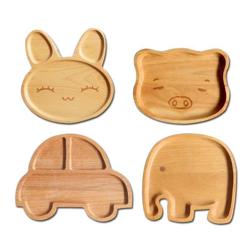 Деревянная тарелка для кормления кота мультяшный кролик животное медведь свинья