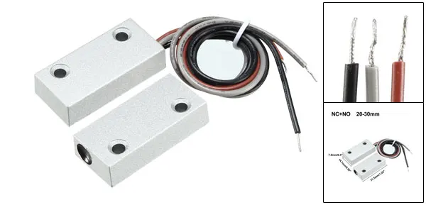NC NO 20-30mm 1pcs Uxcell 1 шт. сигнализации системы безопасности дома двери гаража контакт Магнитный Геркон Серебряный серый охранной сигнализации системы - Цвет: NC NO 20-30mm 1pcs