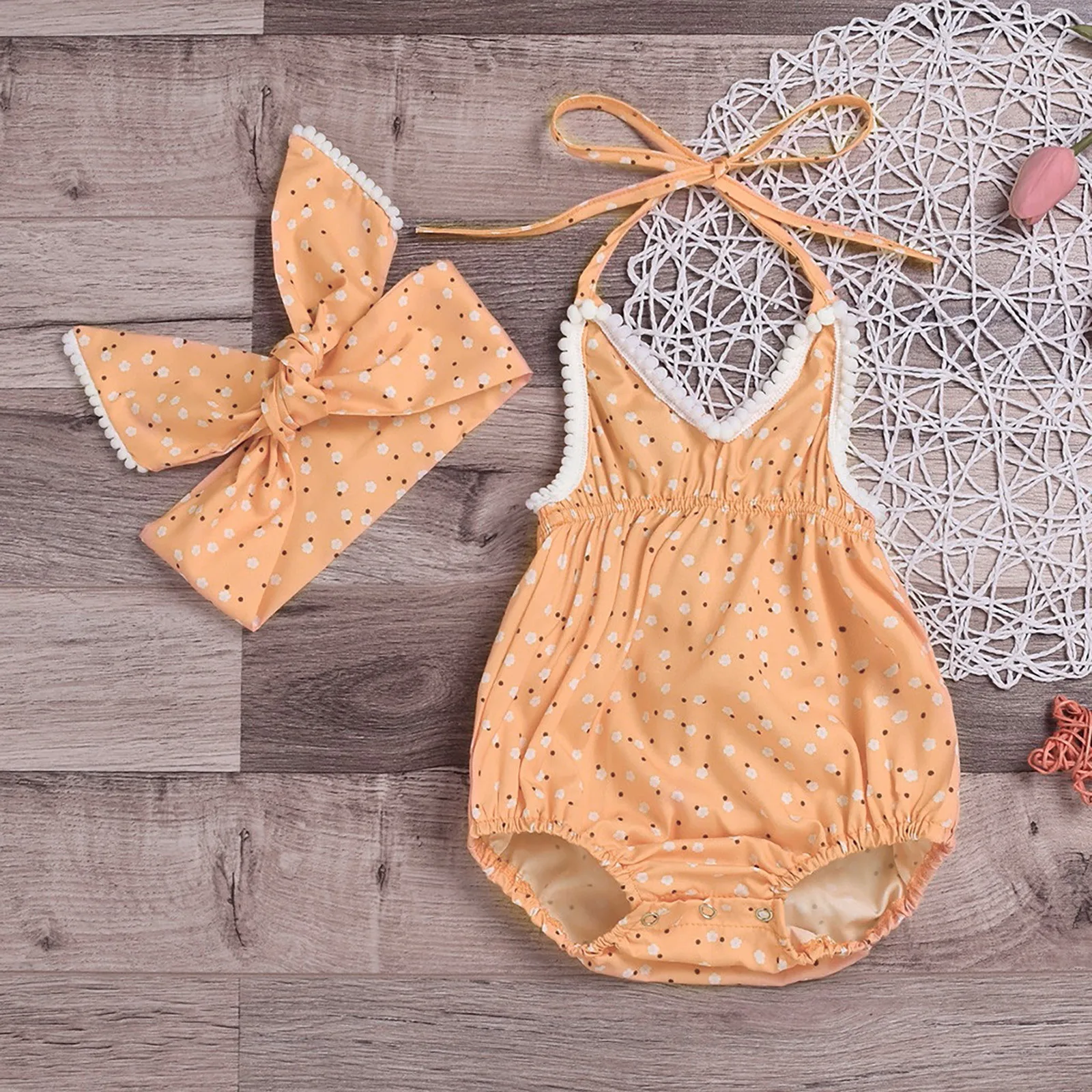 

Baby Kids Clothing Sets toddler Baby Sleeveless Suspender Flower Print Romper+headbands Set Outfit деская дежда Ropa Teens