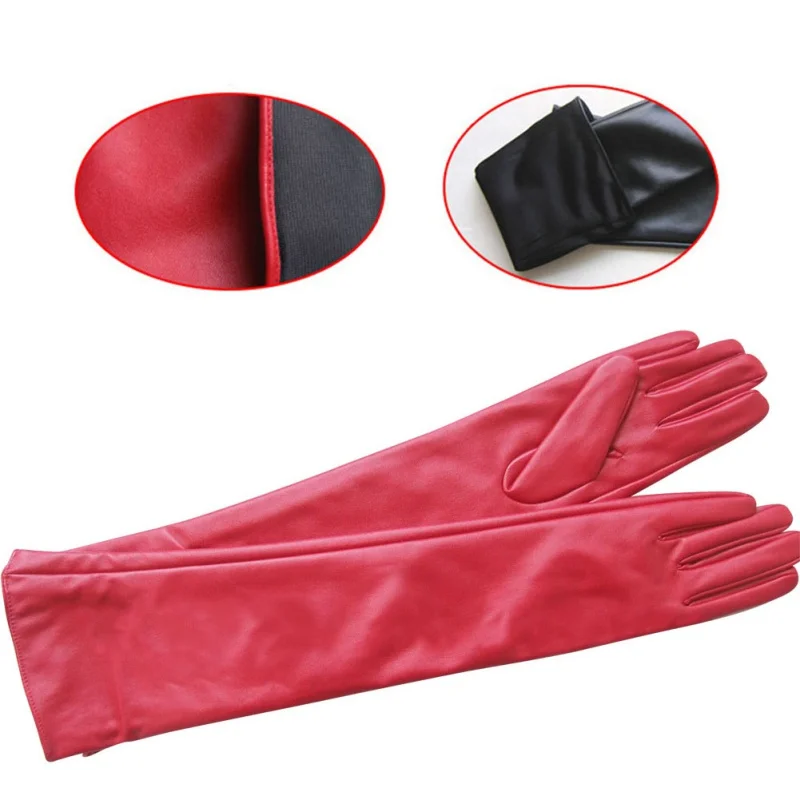 

Women Opera Evening Party Gloves Faux Leather PU Over Elbow Long Gloves 7 Colors