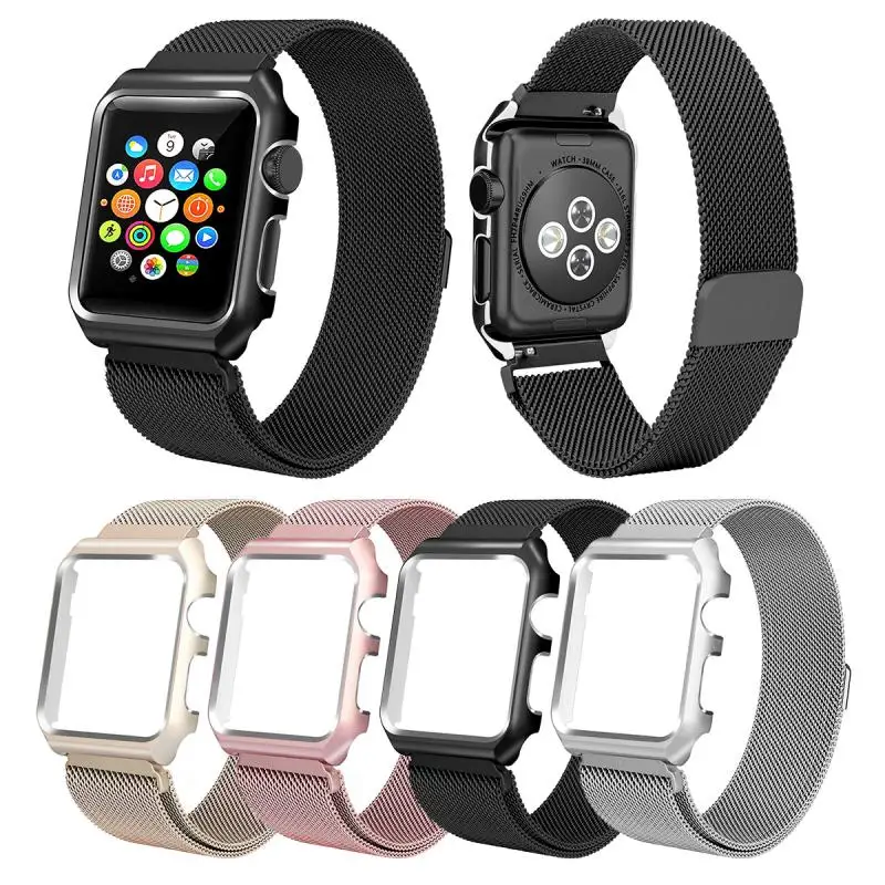 

Case+strap For Apple Watch Series 3/2/1 Milanese Stainless Steel Watch Band Strap 38mm/42mm Smart Watch Belt Watch Accessories