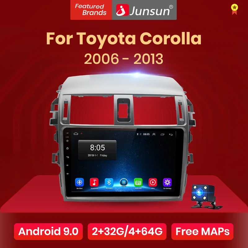 Junsun V1 Android 9,0 2G+ 32G DSP автомобильный Радио мультимедийный плеер gps навигация для Toyota Corolla E140/150 2007-2013 2din без DVD