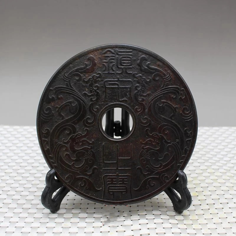 

Chinese Old Jades Carving Jade Stone Relief Jade Bi Carvign Dragon Statue Home Decoration