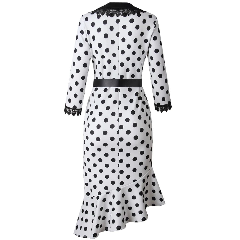 Сексуальное элегантное облегающее платье в горошек для женщин кружевное с