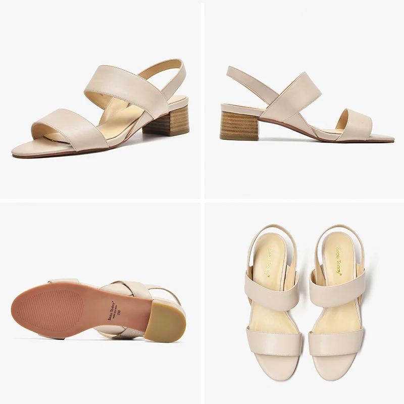 Босоножки BeauToday женские из телячьей кожи натуральная кожа эластичный ремешок