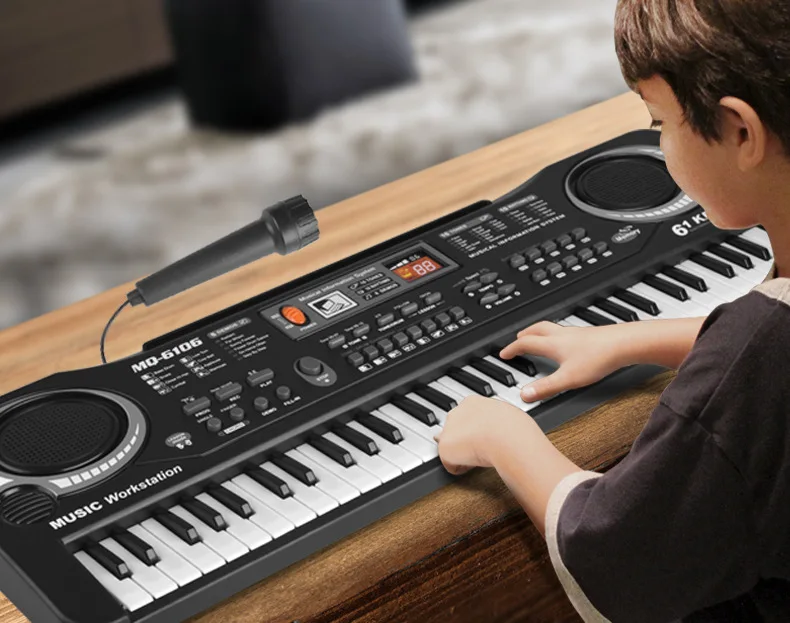 

Черная/Цифровая Музыкальная электронная клавиатура с 61 клавишами, электрическое пианино, детский подарок, музыкальный инструмент, подарок ...