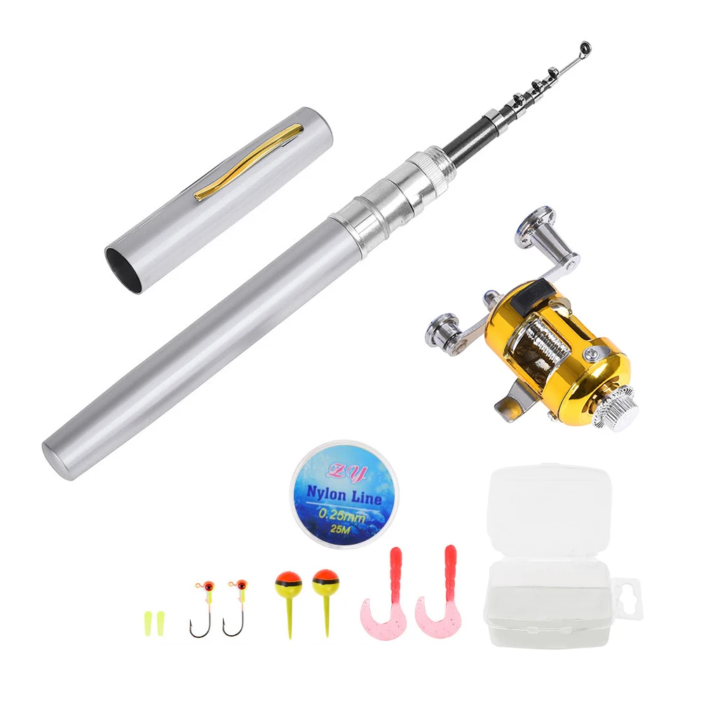 Рыболовная Катушка комбо набор телескопическая карманная ручка удочка мини