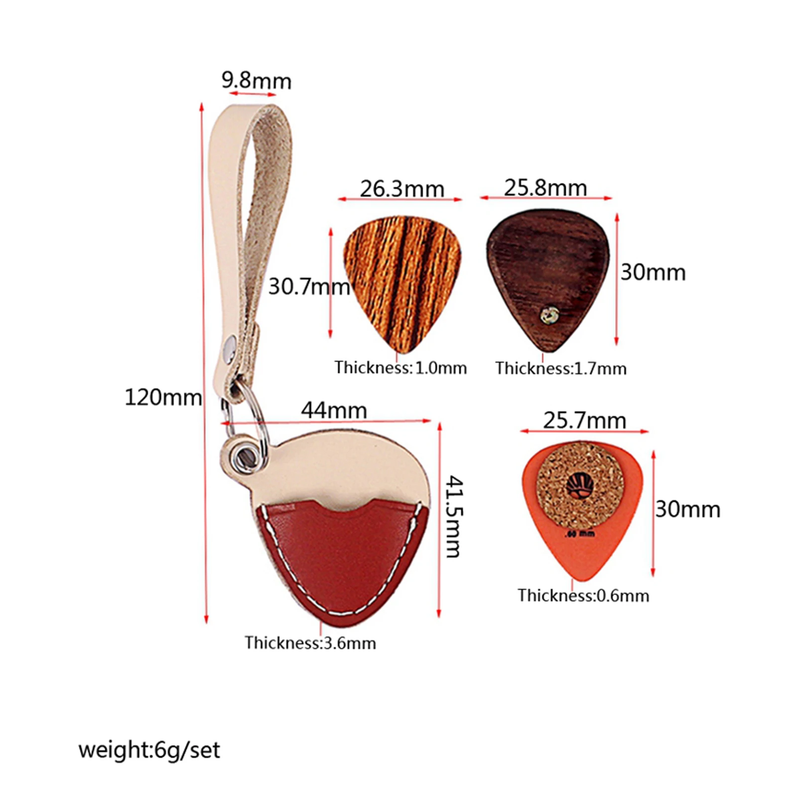 

3 Guitar Picks + Guitar Picks Holder Plectrums Bag Made of Leather Handmade Great Gift