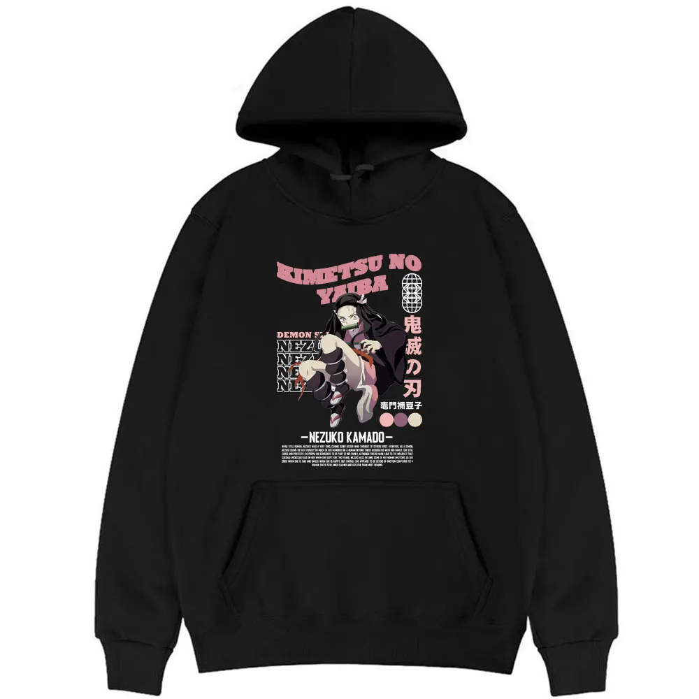 

Kawaii Kamado Nezuko Pattern Print Hoodies Sweatshirt Men Women Fleece Cotton Hooded Popular Design Anime Demon Slayer Hoodie
