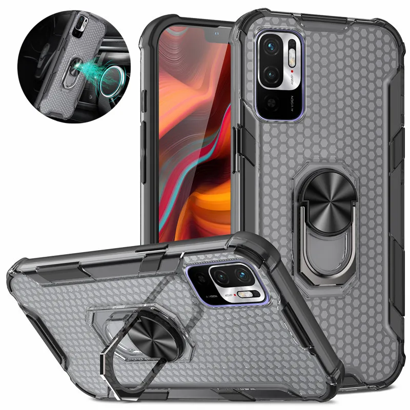 

For Xiaomi Redmi Note 10 5G 10T Case Armor Car Magnetic Ring Holder Stand Back Cover For Redmi Note10 Pro Max 10S Clear Coque