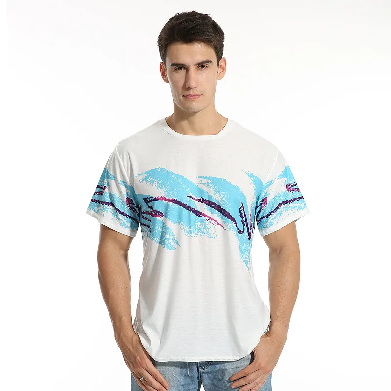 Европейский и американский тренд Мужская 3D синяя футболка с принтом кистей |