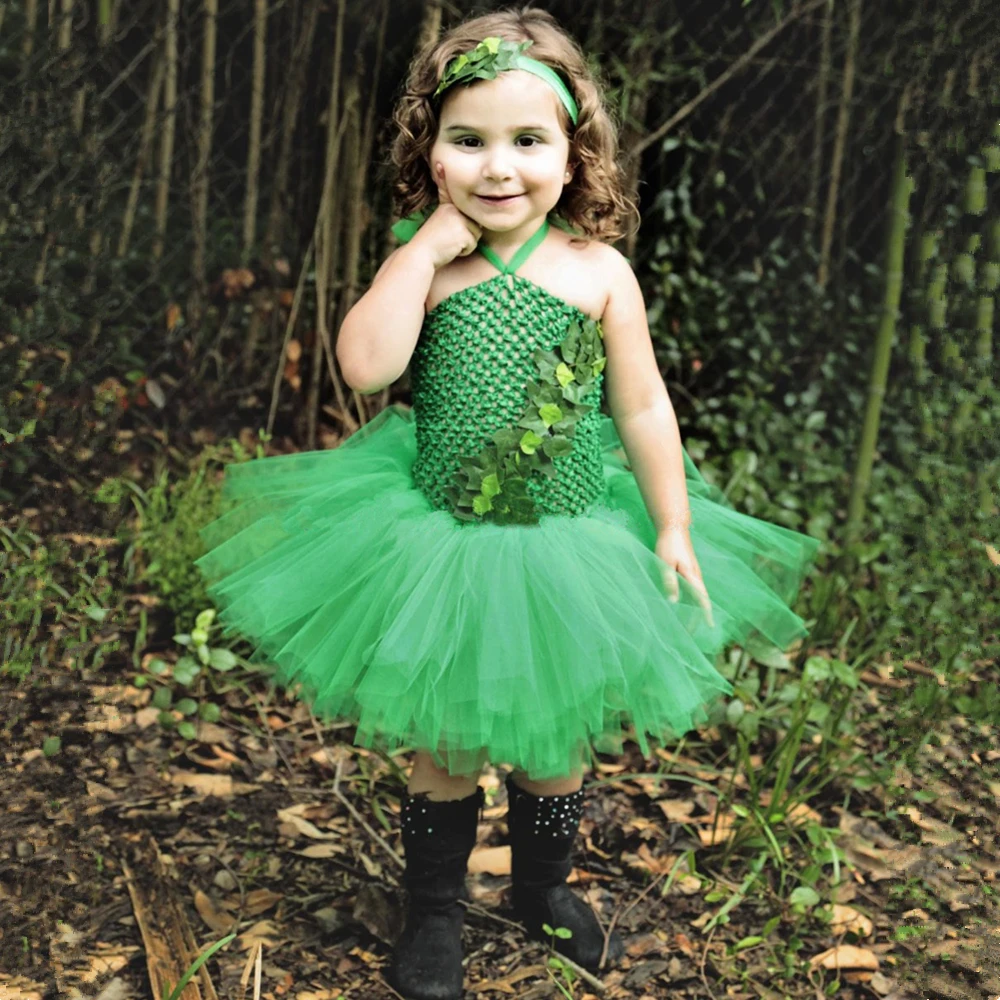 Poison Ivy Tutu Dress Emerald Green Fairy Girls Birthday Party Child Fancy Kids Carnival Halloween Cosplay Costumes | Детская одежда и