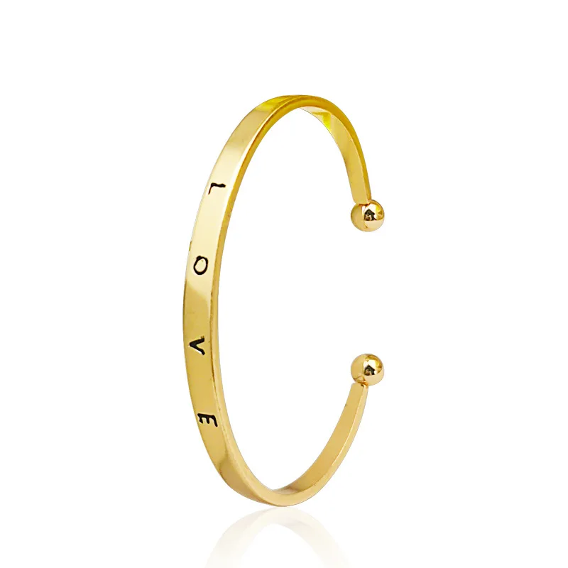 

Cute Women Cuff Bracelet Engraved LOVE Stainless Steel Bangles Designer Jewelry