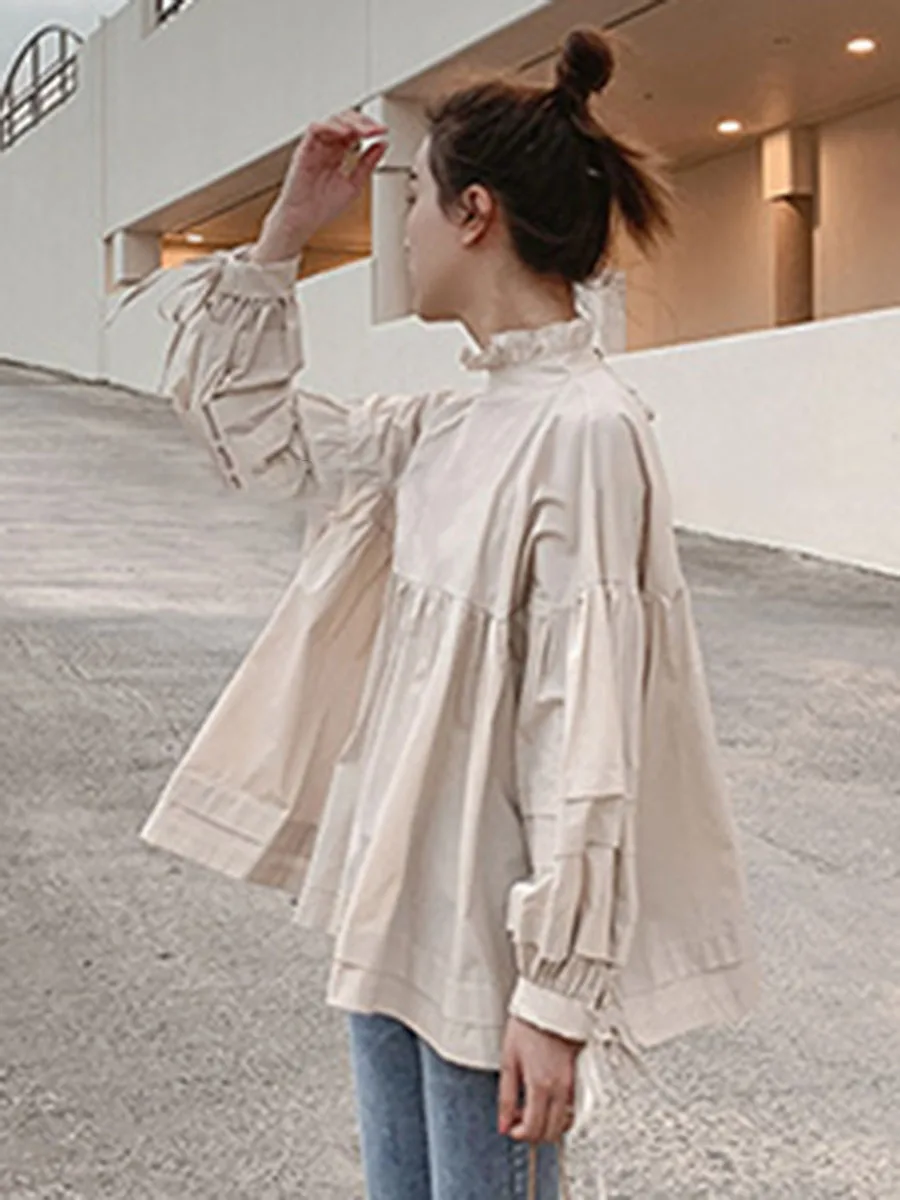 Женский в Корейском стиле блузка повседневная элегантная Свободная