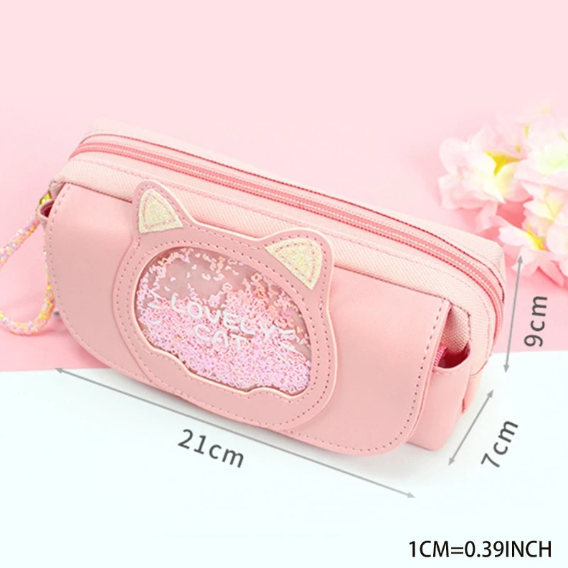 

Portable Cute Makeup Pouch Large Pencil Bag Zipper Closure Staionery Storage Pouch Washable Reusbale for Women Students