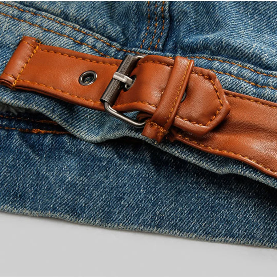 Мужская джинсовая куртка светло-голубая уличная с шерстяной подкладкой