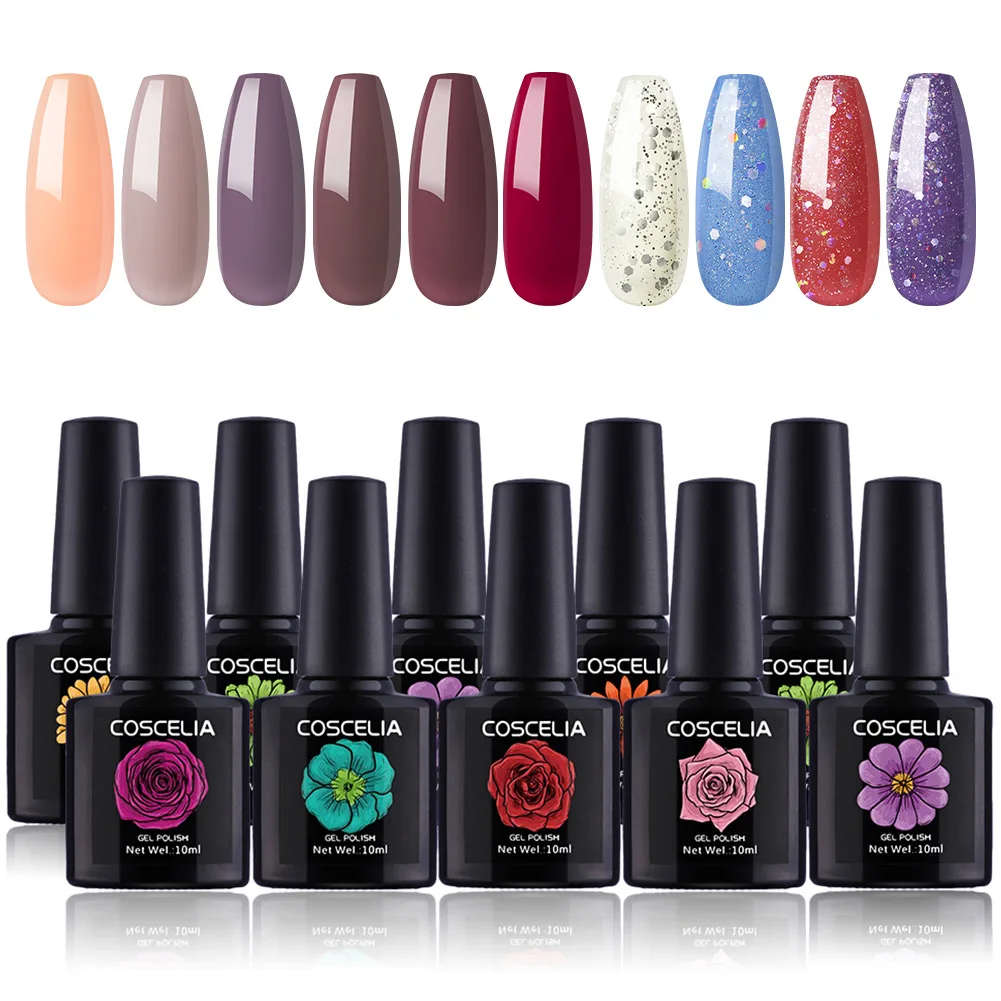 Gel Polish Kit 1 COSCELIA 10/15 гель-лаков по Лаки 10 мл УФ набор гель-лаков для ногтей маникюрный набор для ногтей, инструменты для маникюра, набор для маникюра Декодер каналов кабельного телевидения базовый гель лак для ногтей - Цвет: Gel Polish Kit 1