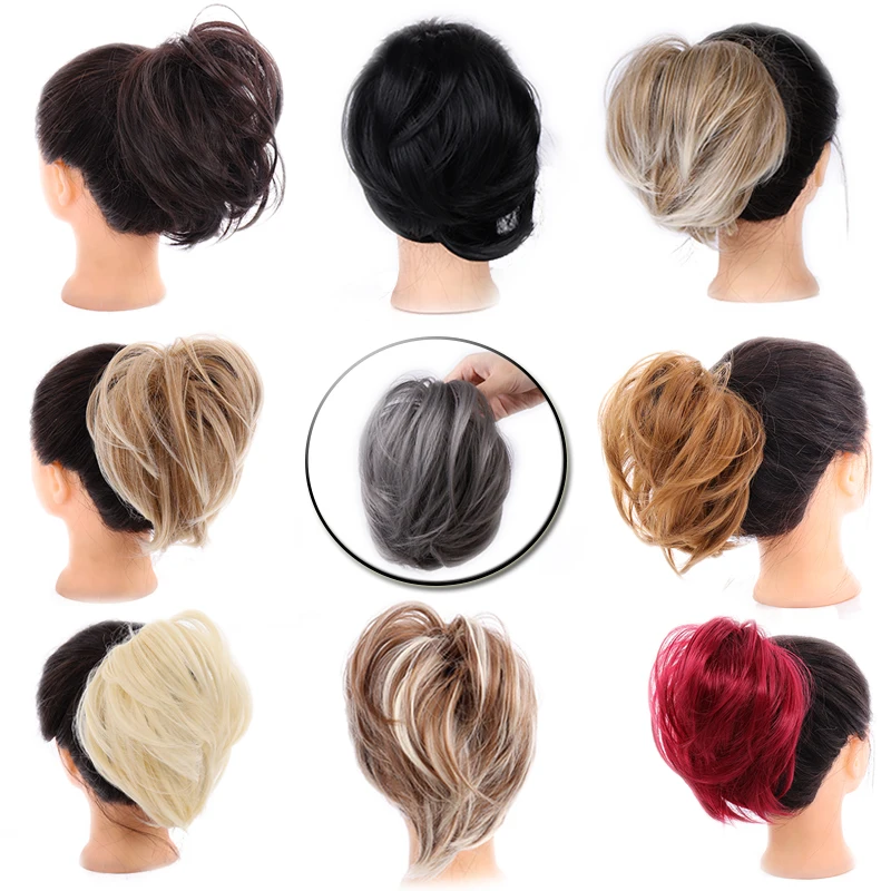 

AOSI Girl Curly Scrunchie Chignon Rubber Band Brown Hairpiece Synthetic Fake Hair Extension Messy Bun Ponytails For Women Mother