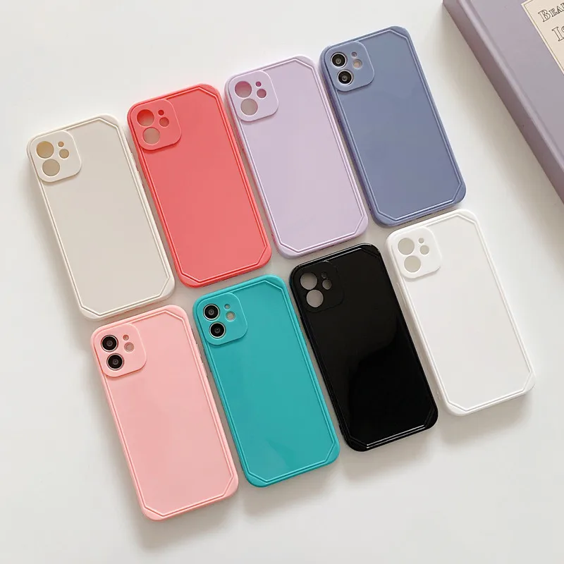 

Moskado Solid Glossy Phone Case For iPhone 12 Pro Max 11 Pro X XR XS Max 7 8 Plus SE 2020 Camera Protection Soft TPU Back Cover