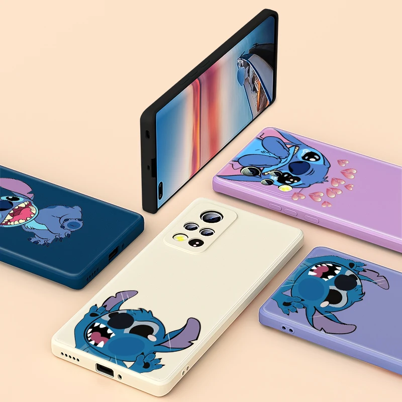 

Cute Stitch Disney Anime For Honor 50 SE V40 30 30S 20 20E 20S Lite Pro Plus 5G Phone Case Liquid Silicone Soft TPU Cover