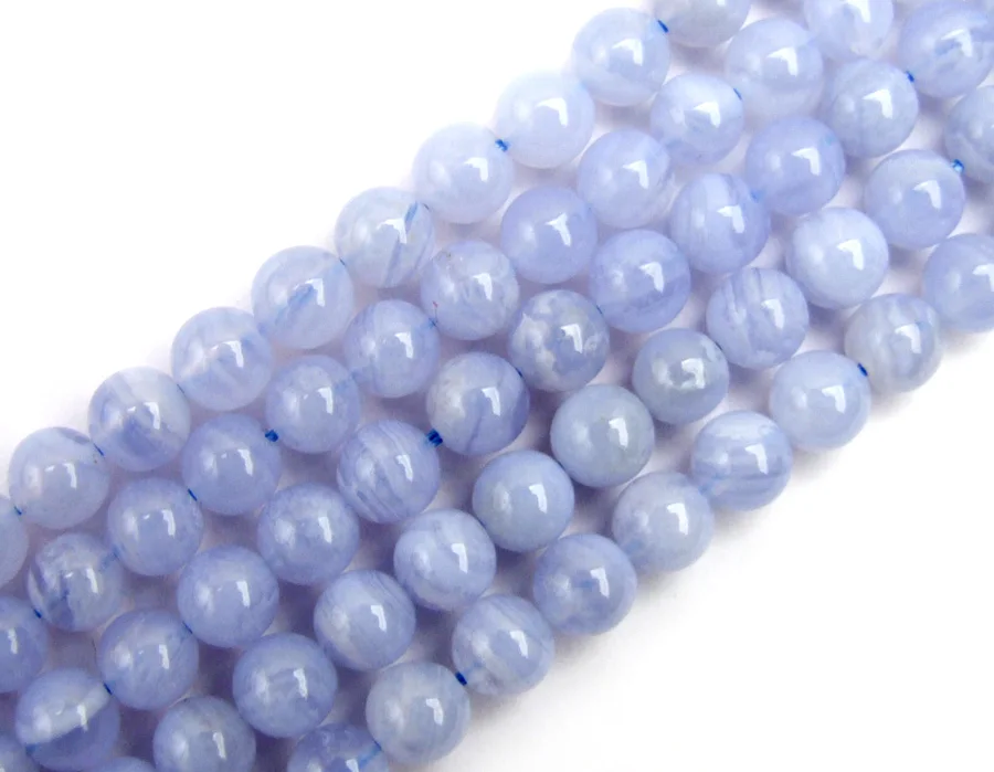 

Qingmos Natural 8mm Round Blue Lace Agates Stone Loose Beads for Beadwork DIY Necklace Bracelet Earring 15" Loose Strands los816