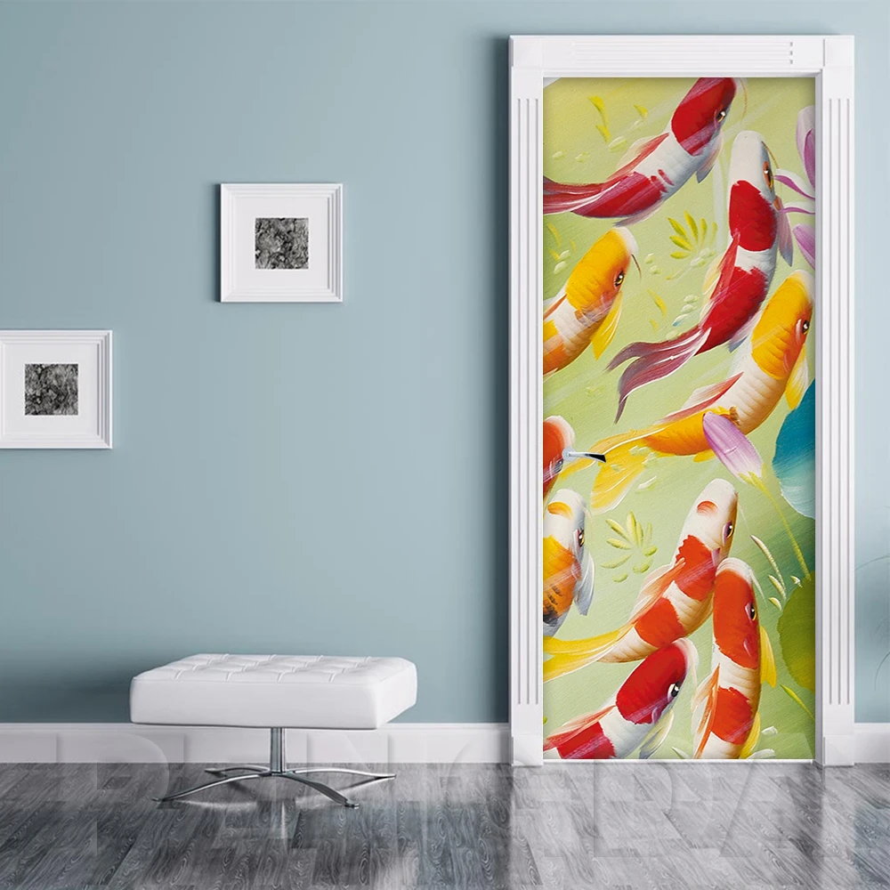 Домашний декор дверные наклейки самоклеящийся холст ПВХ плакат красивая Золотая