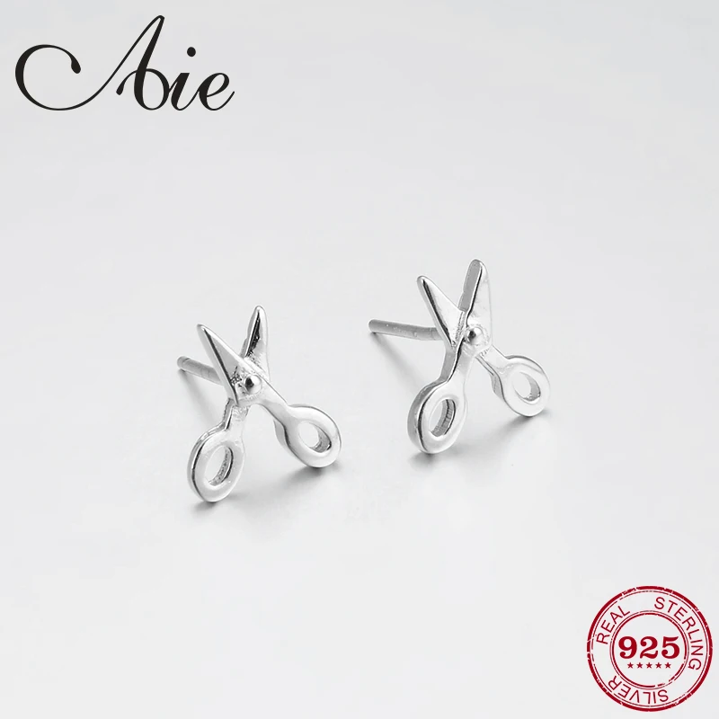 Женские модные серьги гвоздики в форме ножниц из стерлингового серебра 925 пробы