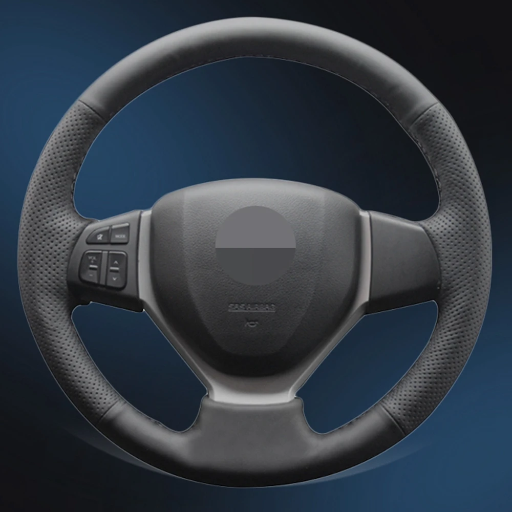 Рука сшитый черный натуральная кожа чехол рулевого колеса автомобиля для Suzuki