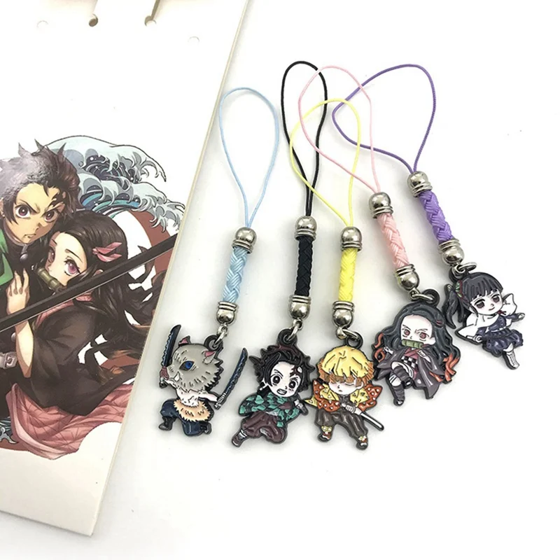 Demon Slayer: Kimetsu No Yaiba японский аниме Рисунок резиновый силиконовый брелок с подвесками ремешок брелок 5 шт