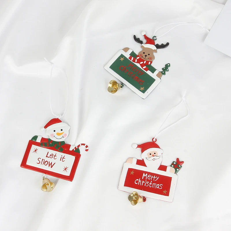 

New Small Pendant Elk Elk Snowman Christmas Articles Letter Printing Iron Christmas Decoration