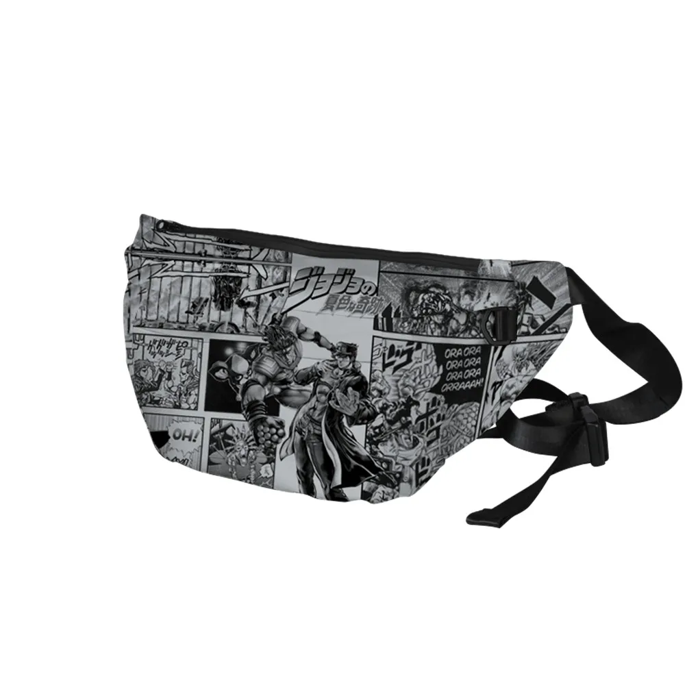 

WAWNI JOJO Bizarre Adventure Bag Men Canvas Belt Bag Funny 3D Print Hip Hop Hipster Crossbody Bags 2020 New Anime Accessories