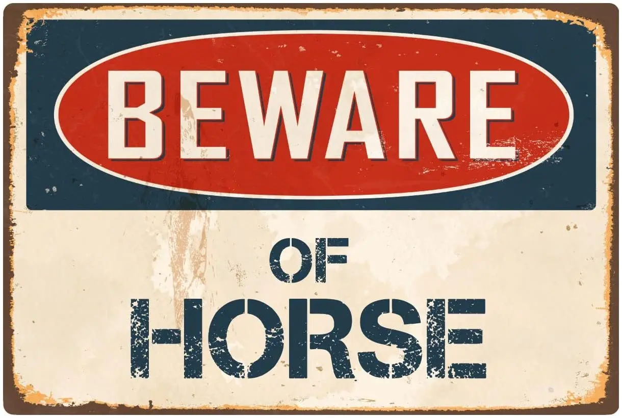 

StickerPirate Beware of Horse 8 x 12 Vintage Aluminum Retro Metal Sign VS28