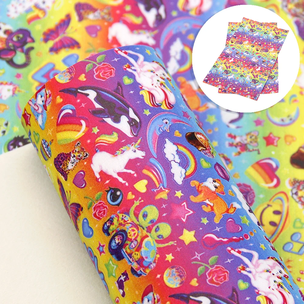 Гладкая ложная синтетическая кожа листов Радужный животный принт бант ткань DIY серьги сумочка ремесло аксессуары 1Yc18895 на.