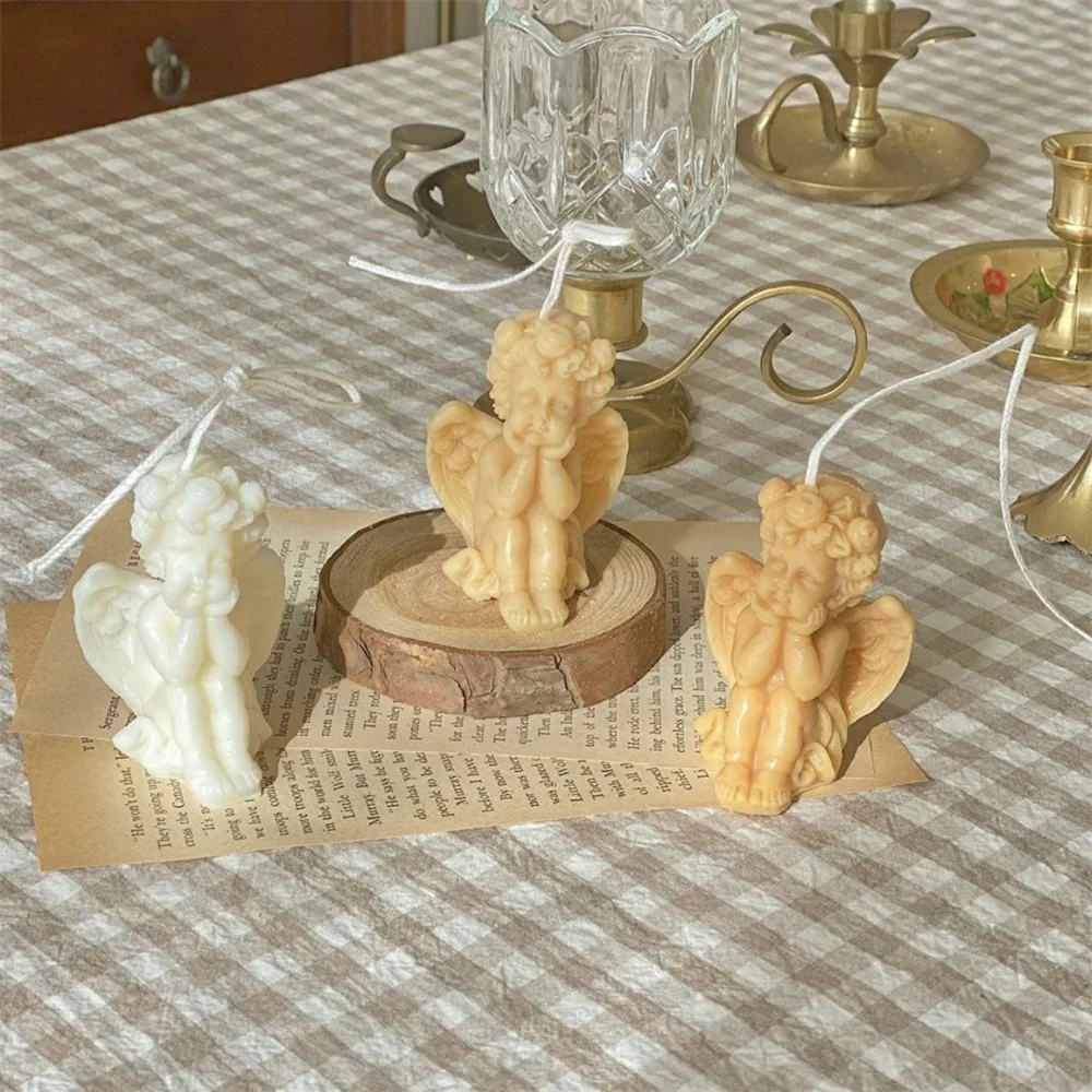 

1PC Angel 3DBaby Candle Birthday Cake Decor Candle Horn Soy Wax Wedding Banquet Souvenir Birthday Party Gift Kitchen Cake Tool