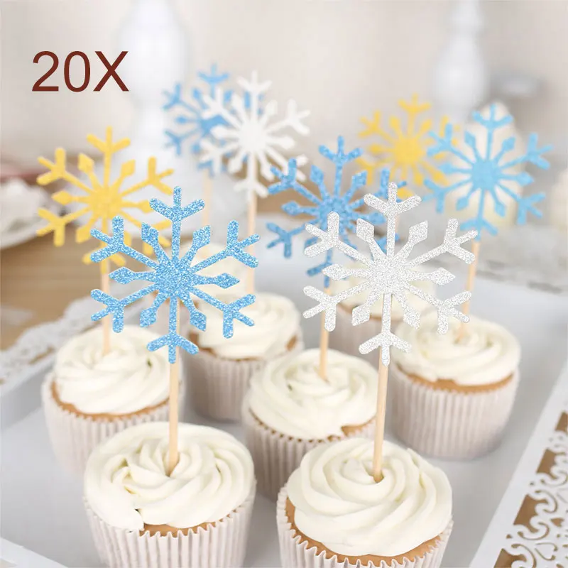 20 шт./компл. Рождественский торт Topper бумажная деревянная свадьба ручной работы