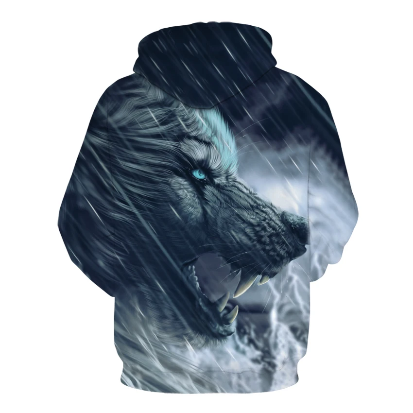 Модные мужские/женские толстовки с 3d принтом Молния Волк Космос галактика
