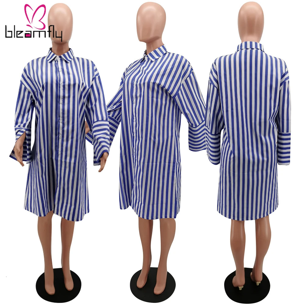 2019 женское летнее Повседневное платье рубашка с длинным рукавом и принтом в