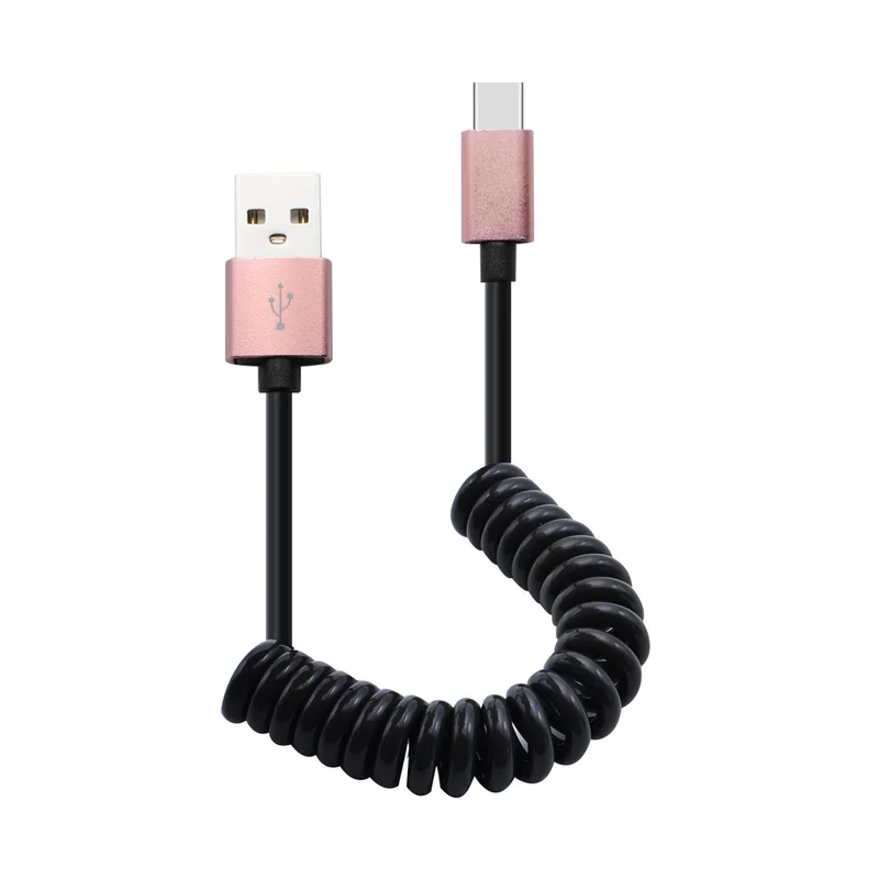 QC 3.0 Retractable Spring Type C 3A USB Cable for Huawei P20 Mate 20 Pro Xiaomi Samsung Galaxy S9 S8 One Plus Quick Charge | Электроника
