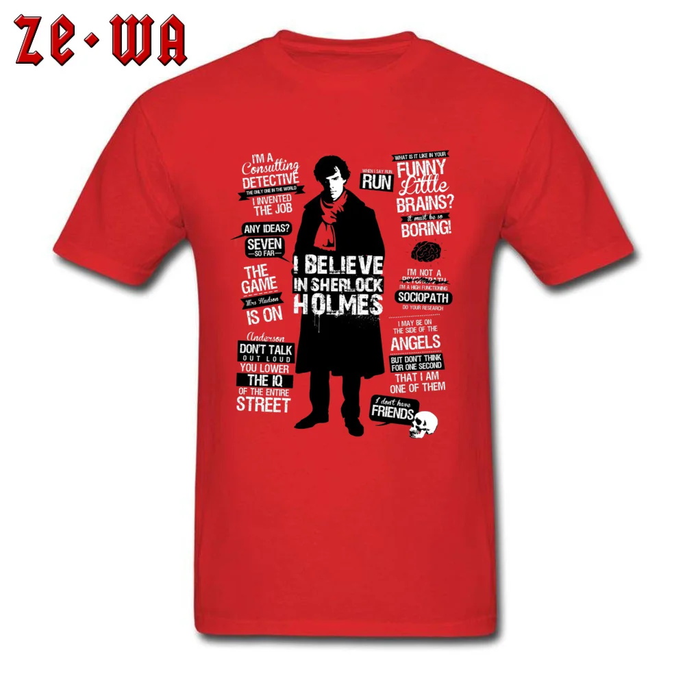 Шерлок Холмс футболка Для мужчин из хлопчатобумажной ткани раздел-футболки