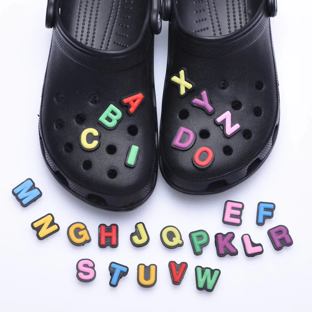 

Original PVC Shoe Accessories Combination Colorful English Alphabet Shoes Decoration JIBZ for Croc Charms Bracelets Kids Gifts