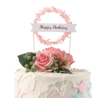 1pcs ins cake decoration plug in green leaf party dessert insert happy love topper sweet supplies wedding table birthday q5u8
