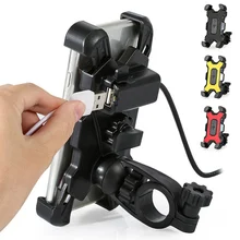 Bicycle Mobile Phone Holder Handlebar Mirror USB Charger Bracket Bike Motorcycle Cell phone Stand For Smartphone Accessories