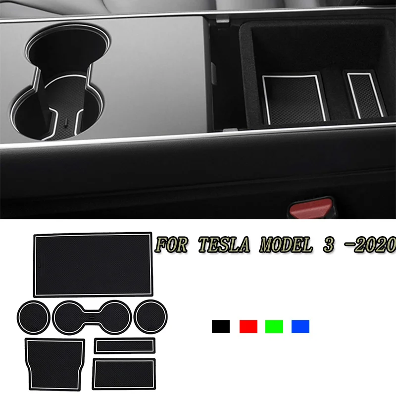 

2020 For Tesla Model 3 Car Console Wrap Mat Non-Slip Gate Slot Center Protective Cup Holder Pad Accessories For Tesla Model3